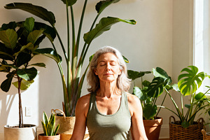 Serene Senior Woman Meditating, a Sports & Recreation Photo by Virgo Studio