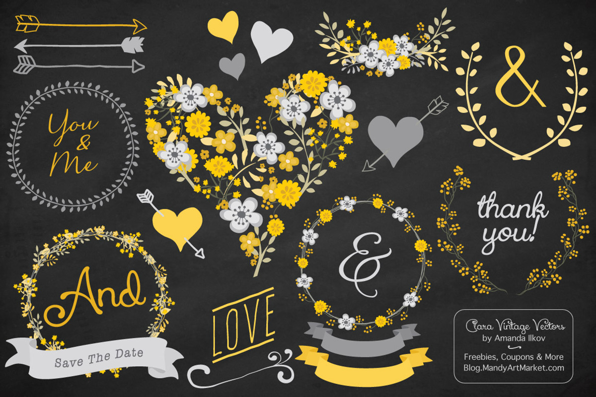 Yellow & Grey Vector Vintage Flowers, an Illustration by Amanda Ilkov (Photo 2 of 4)