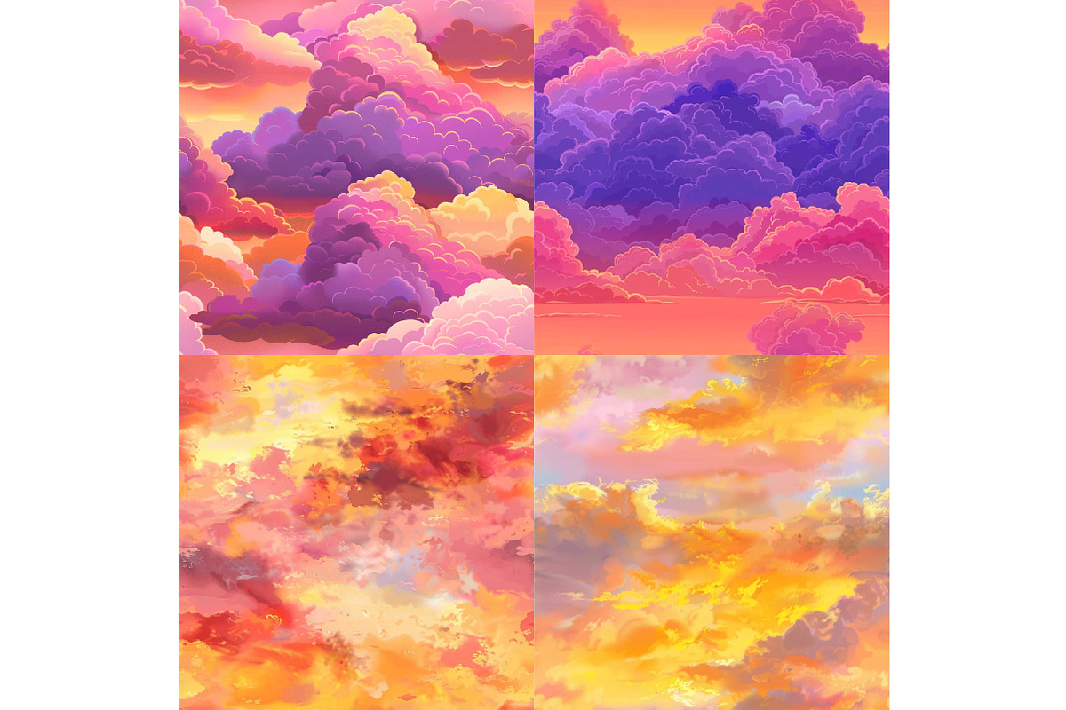 Sunset Cloudy Skies Backgrounds, a Texture Illustration by DreamPrint404 (Photo 4 of 6)