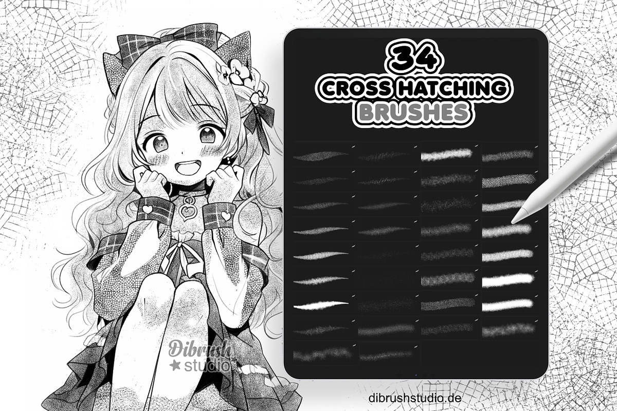 Procreate Manga Cross Hatching, a Brush Add-On by DiBrush Studio (Photo 2 of 5)