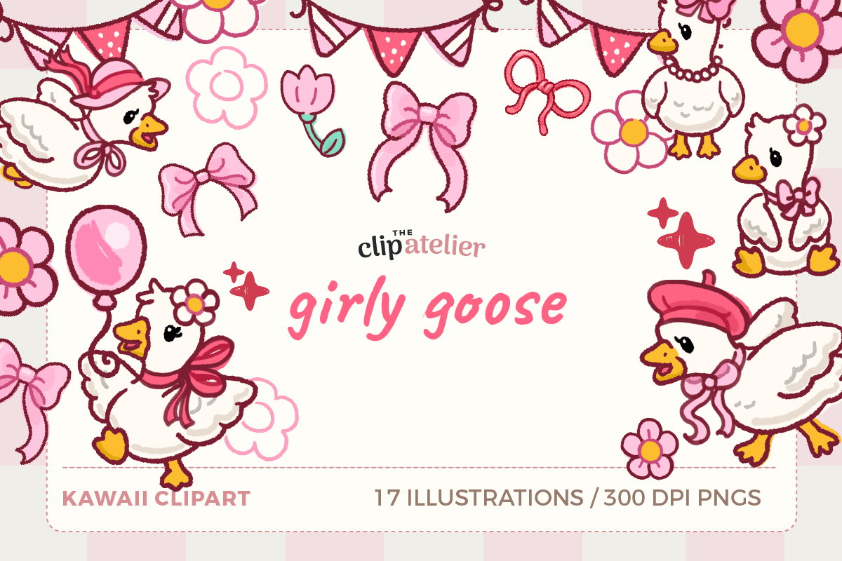 Coquette Goose Clipart, an Animal Illustration by TheClipAtelier (Photo 1 of 3)