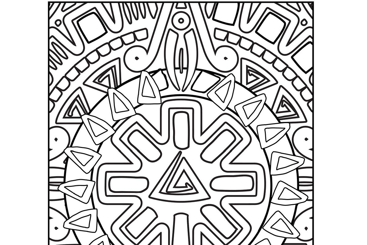 Aztecs, Mayas & Incas Coloring Pages, a Seasonal Illustration by Sourcedigi (Photo 3 of 6)
