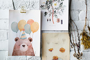 Watercolor Birthday Bear, a Decorative Illustration by MilaCreator (Thumbnail 5 of 6)