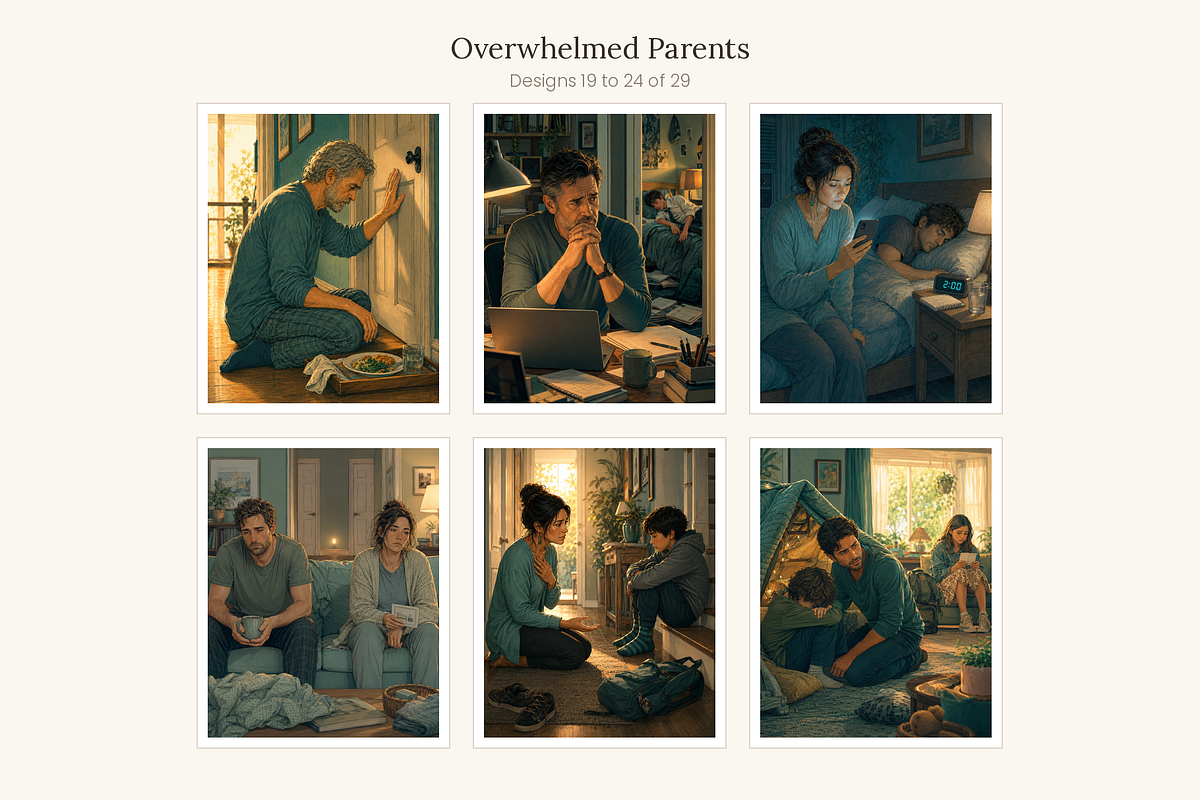 Overwhelmed Parents, Set of 29, a Person Illustration by LanternkinStudio (Photo 9 of 14)