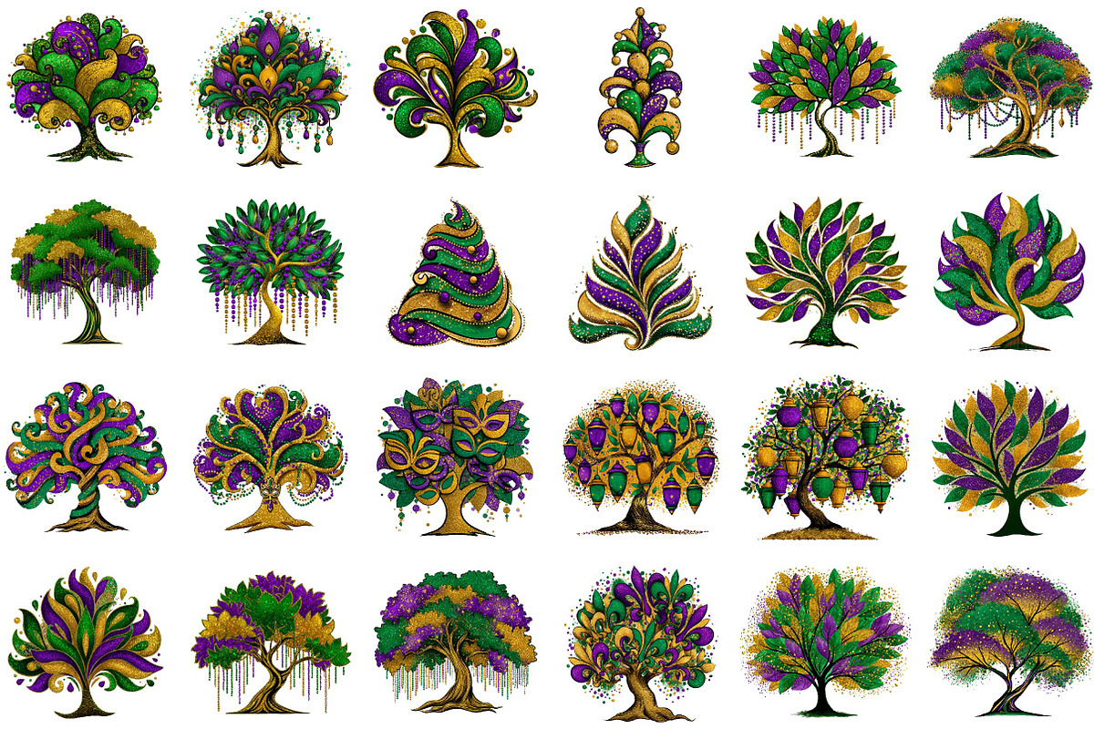Mardi Gras Tree Clipart, an Illustration by Sublimation Artist (Photo 2 of 6)