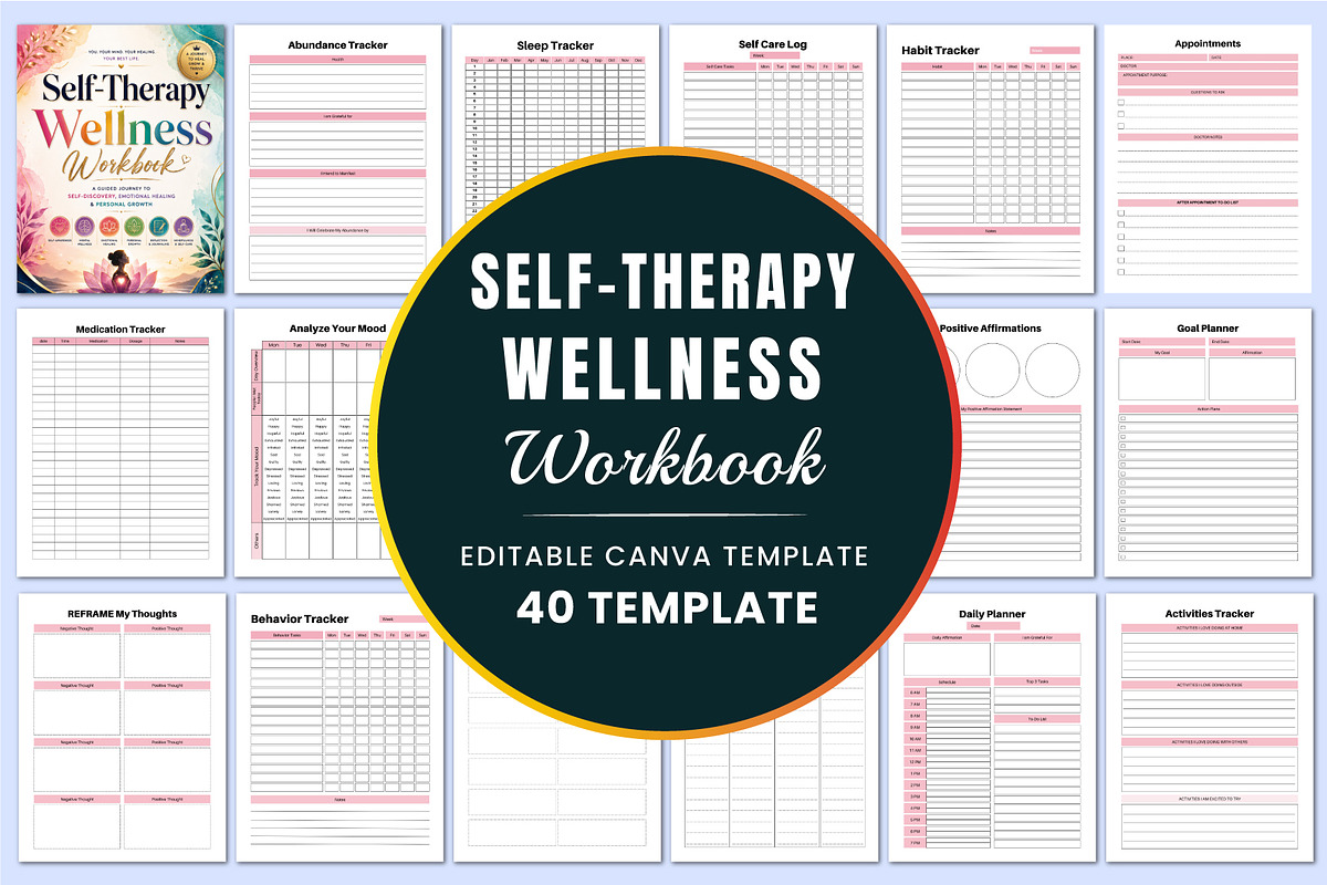 Self-Therapy Wellness Workbook., a Stationery Template by Shumaya (Photo 1 of 4)