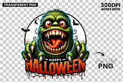 Happy Halloween Green Monster PNG, a Seasonal Illustration by Creative Arslan (Thumbnail 1 of 3)