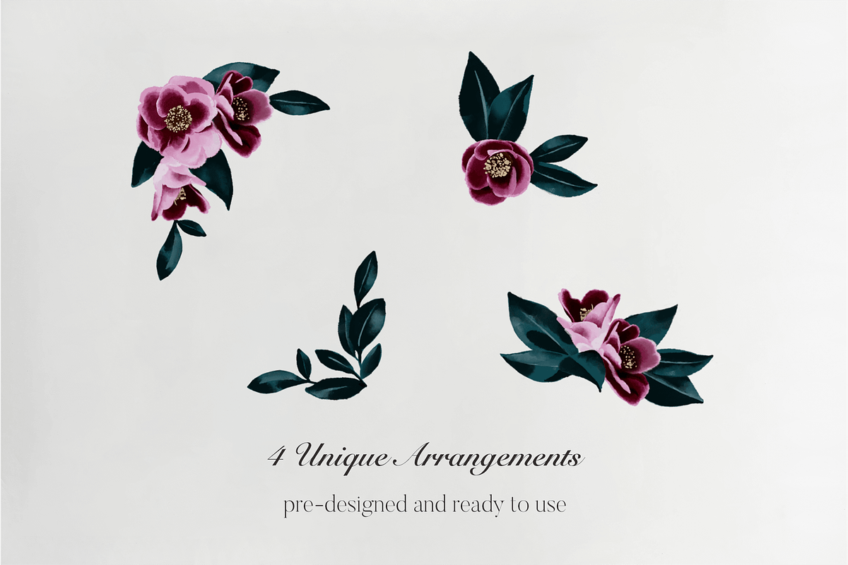 Amethyst Watercolor Floral Set, an Object Graphic by mina (Photo 3 of 4)
