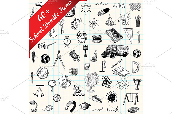Set Of Doodle Education Icons
