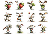 Whimsical Rabbit Clipart, an Illustration by Designking (Thumbnail 3 of 5)