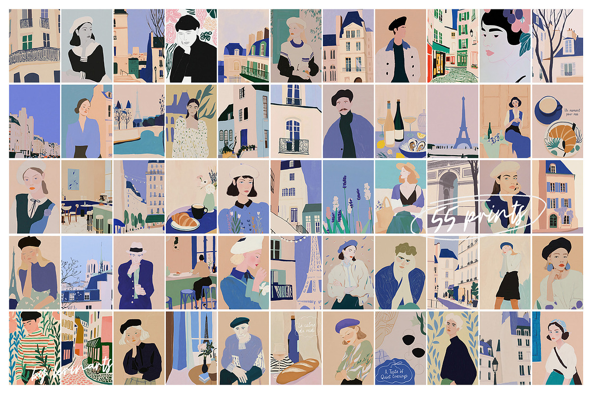 FRENCH MOODS - Art Prints Collection, a Background Graphic by lerinartstudio (Photo 9 of 11)