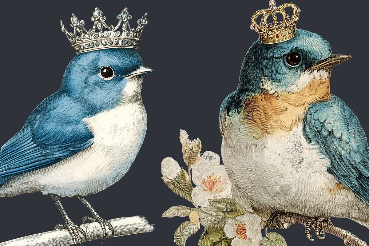 French Bluebirds Clipart 24 PNG, an Animal Illustration by EleSArtDesign (Photo 4 of 4)