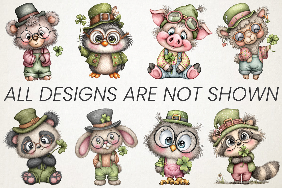 Cute Animal Holding Shamrock Clipart, an Animal Illustration by RobertsArt (Photo 4 of 6)
