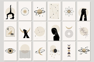 Space Boho Poster Clipart Template