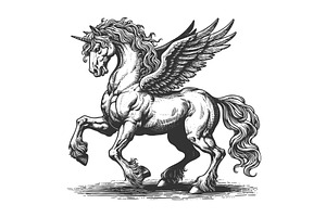Majestic Winged Unicorn vector, an Animal Illustration by AlexArt