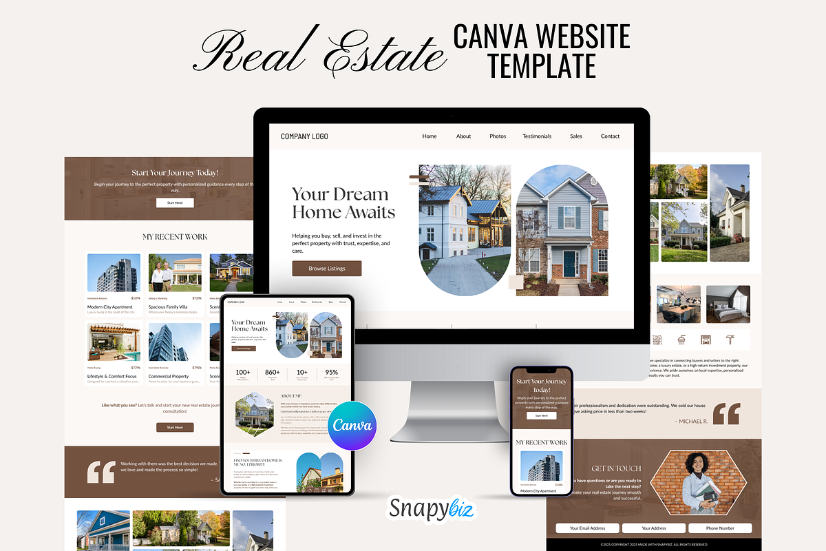 Real Estate Website Canva Templates, a Landing Page Template by Snapybiz (Photo 6 of 11)