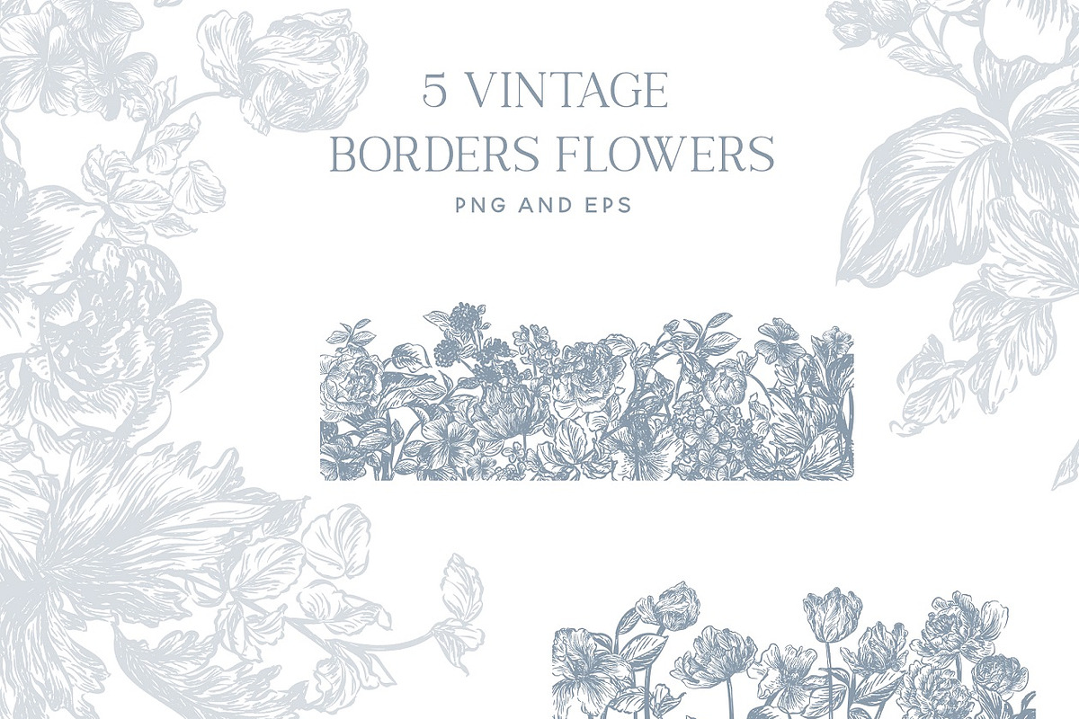 Vintage Line Art Flowers clipart, a Decorative Illustration by BlumenSoul (Photo 6 of 10)