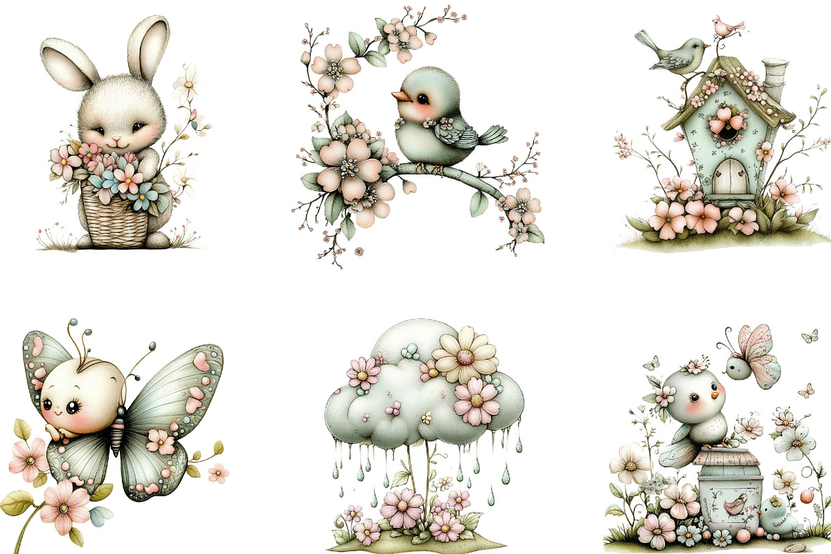 Whimsical Spring Clipart, an Illustration by Designking (Photo 3 of 5)