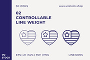 30 Independence Day Icons, an Outline Icon by vo.stock (Thumbnail 4 of 6)