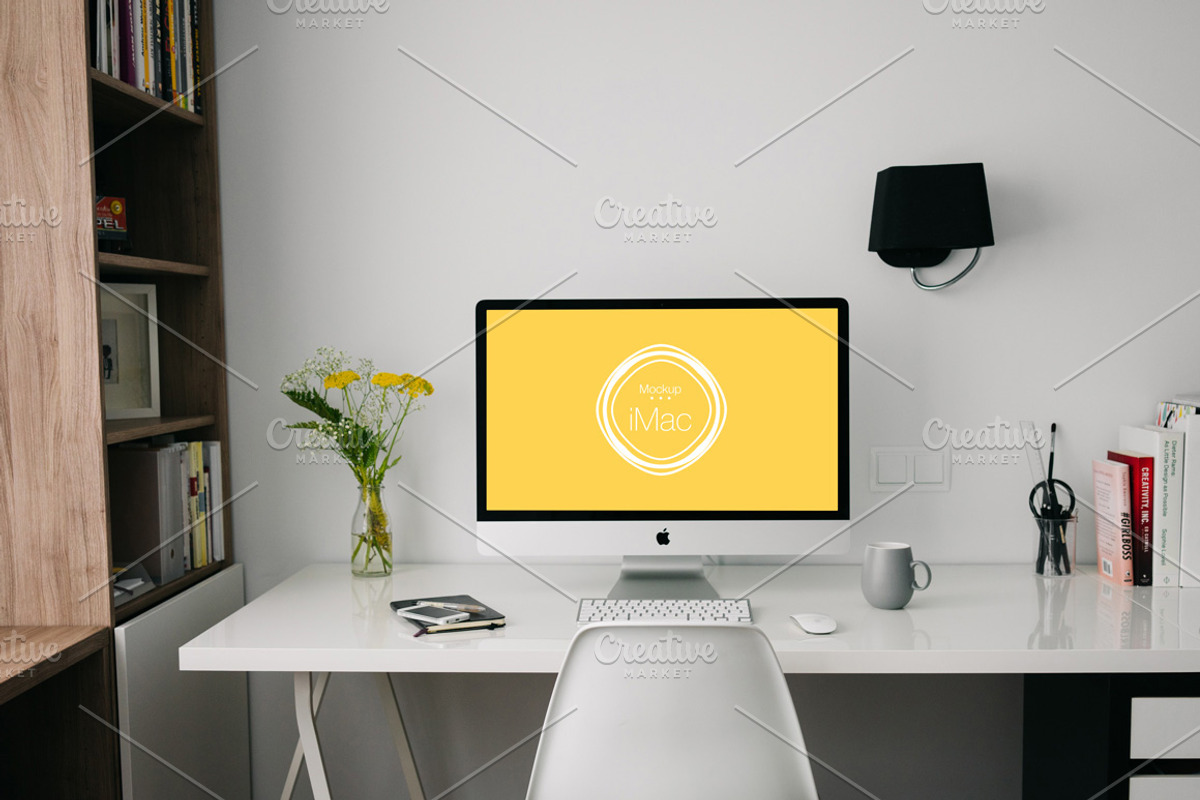 iMac Mockup Template-2, an iPhone Mockup by Made by Mancie (Photo 1 of 3)