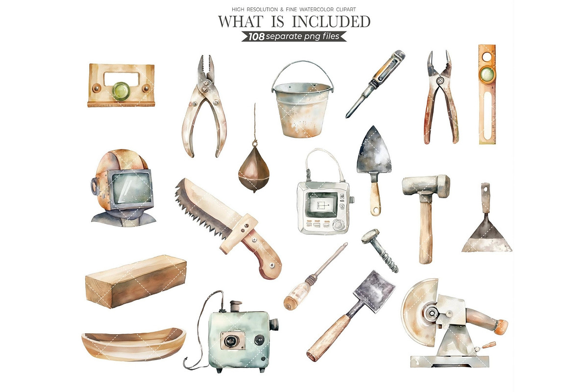 Construction Watercolor Clipart, an Illustration by CharmClipart (Photo 5 of 8)