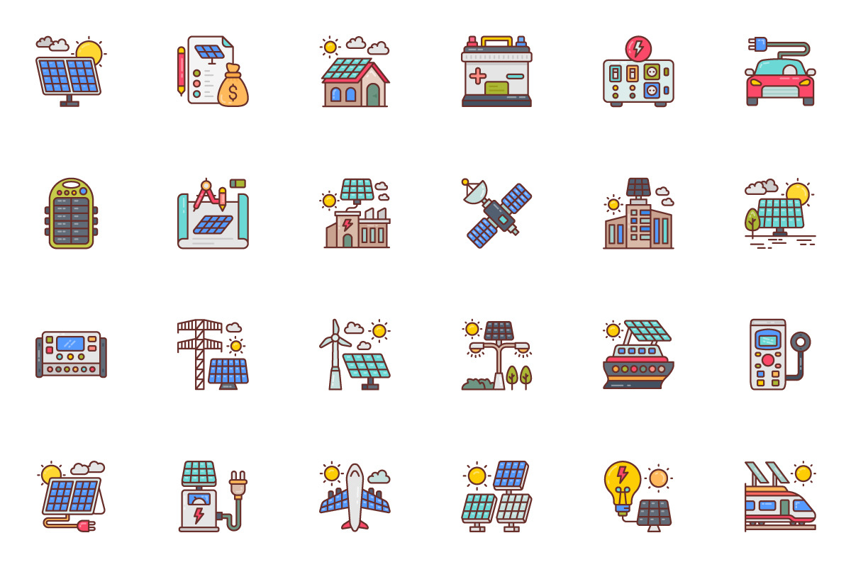 Solar Energy Icons, a Duotone Icon by vectorstank (Photo 2 of 6)