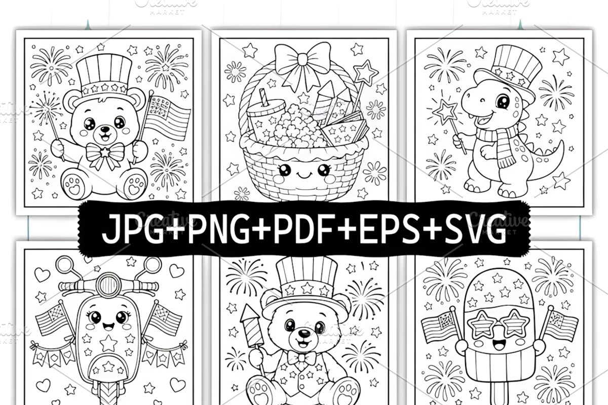 4th of July Bold and Easy Coloring, a Seasonal Illustration by Ink Gallery (Photo 2 of 8)