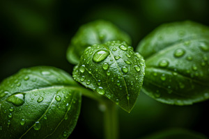Close-up of fresh green basil leaves, a Food & Drink Photo by professorinc