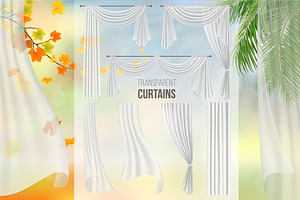 Set vector transparent curtains