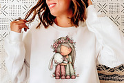 Whimsical Girl With Tulips And Puppy, an Illustration by SinaCreation (Thumbnail 6 of 11)
