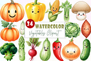 Watercolor Vegetables Clipart, an Illustration by Watercolor design (Thumbnail 1 of 6)