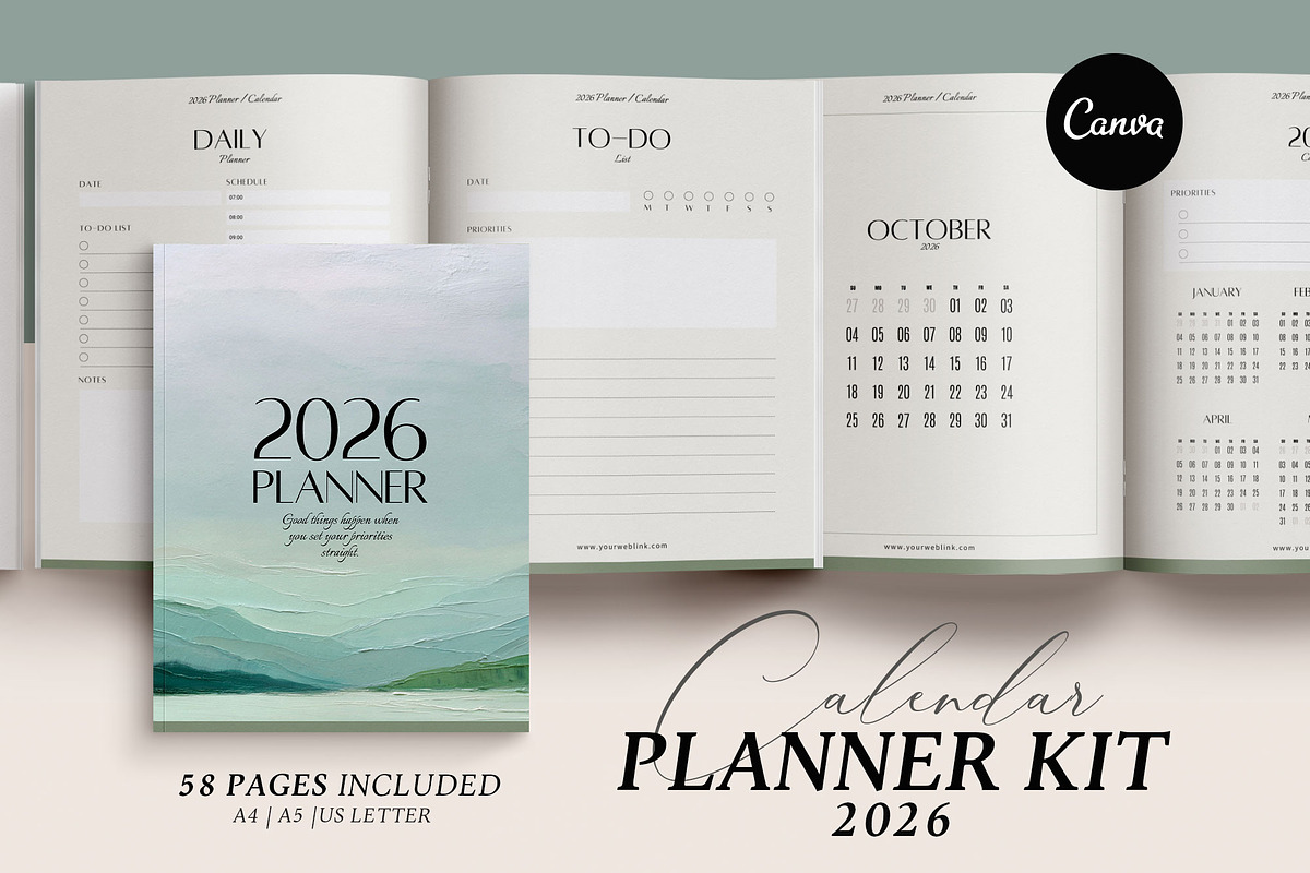 2026 Canva Planner & Calendar kit, a Magazine Template by 3.14&Co (Photo 1 of 10)