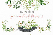 Watercolor Green Leaf Clip Art, an Illustration by Graphic Box (Thumbnail 3 of 6)