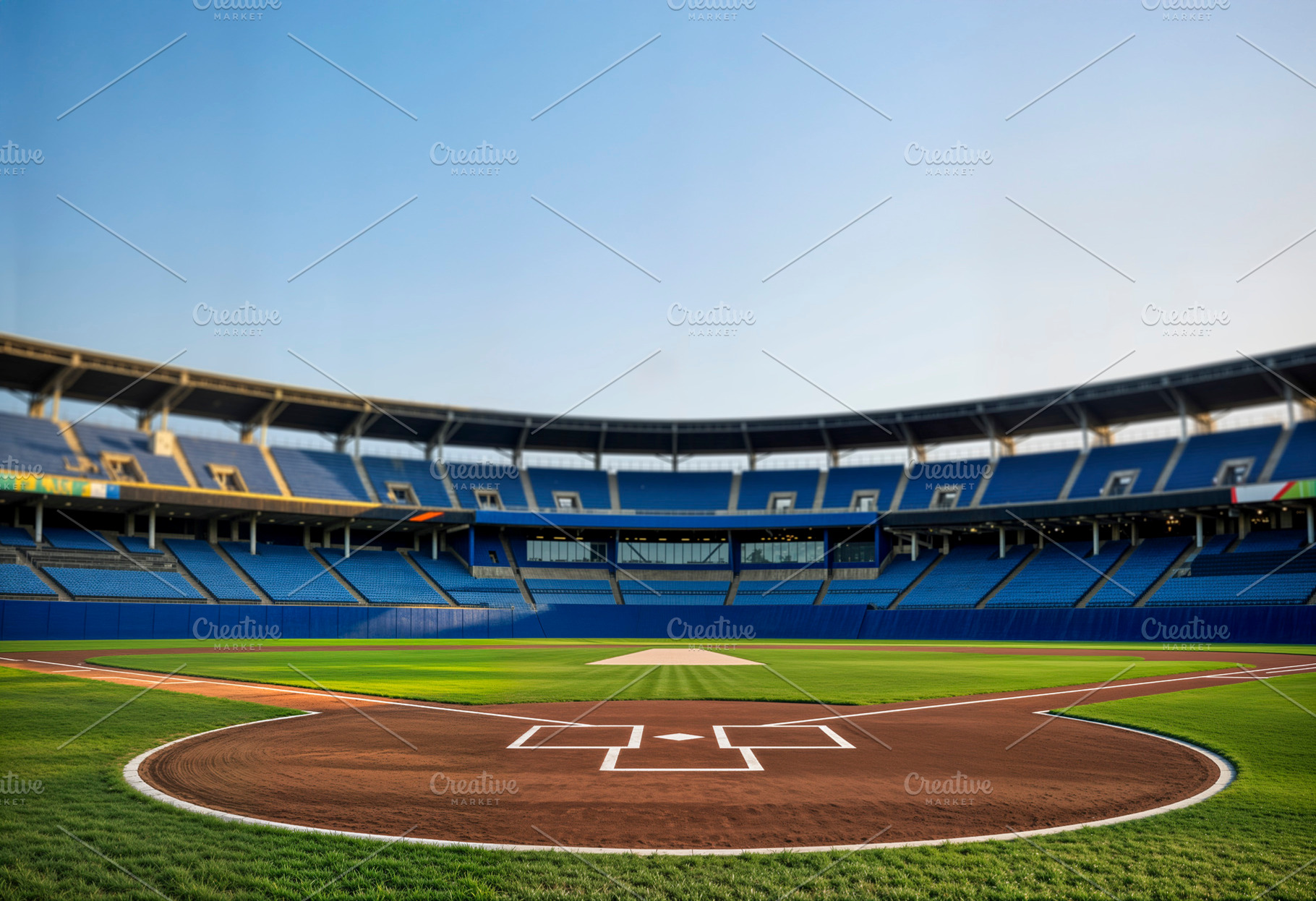 Empty baseball stadium, a Photo by rarrarorro
