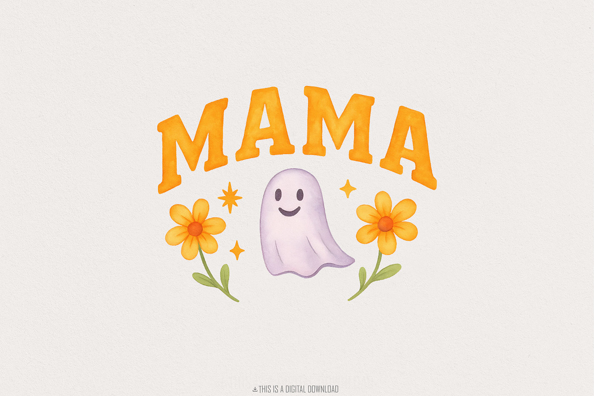 Mama PNG, Cute Ghost Floral, an Illustration by SharpMarketplace (Photo 1 of 9)