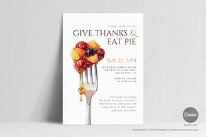 Thanksgiving Invite Canva Temp - 21, a Marketing Template by BloomToLife By Dona