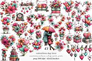 valentines day love clipart, an Illustration by SinaCreation