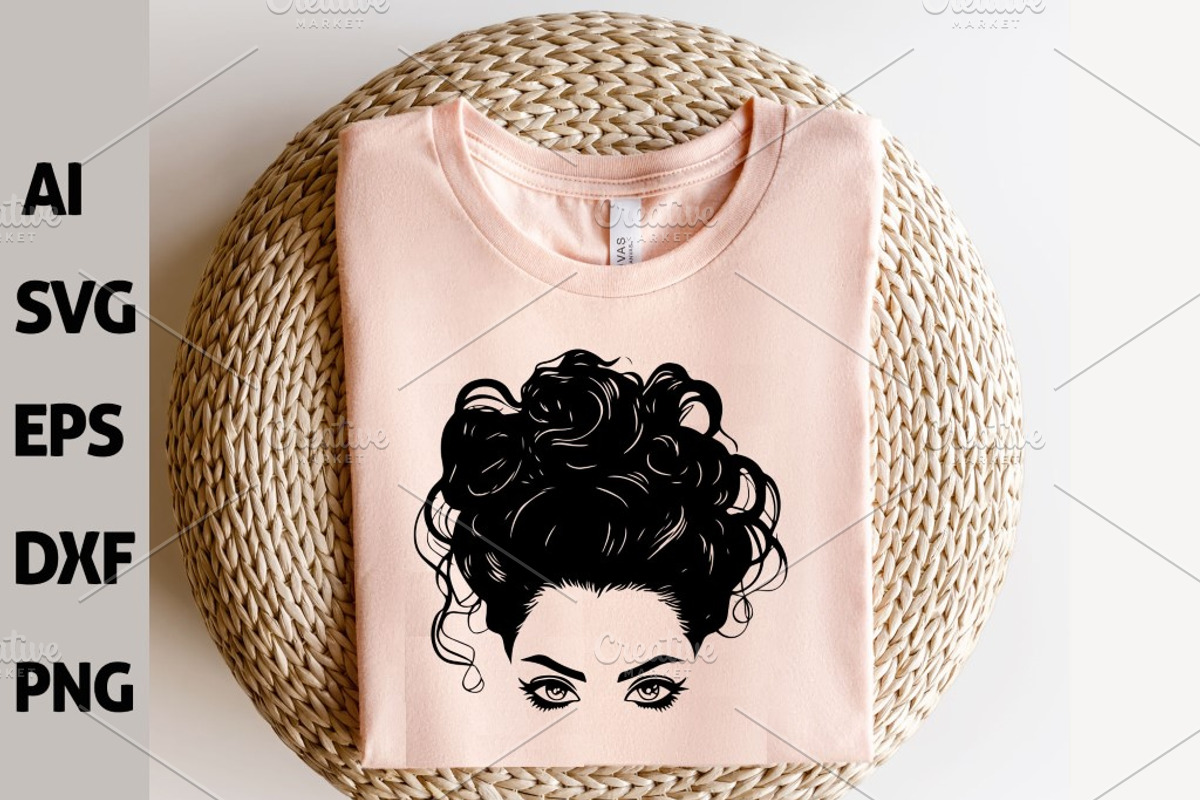 Messy Bun Svg Bundle, Woman Face, a Person Illustration by FancyDesignStudio (Photo 4 of 8)