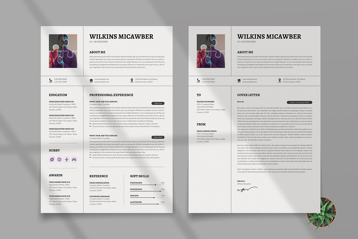 Modern Resume & CV Cover Template, a Resume Template by PixelStudio (Photo 3 of 7)