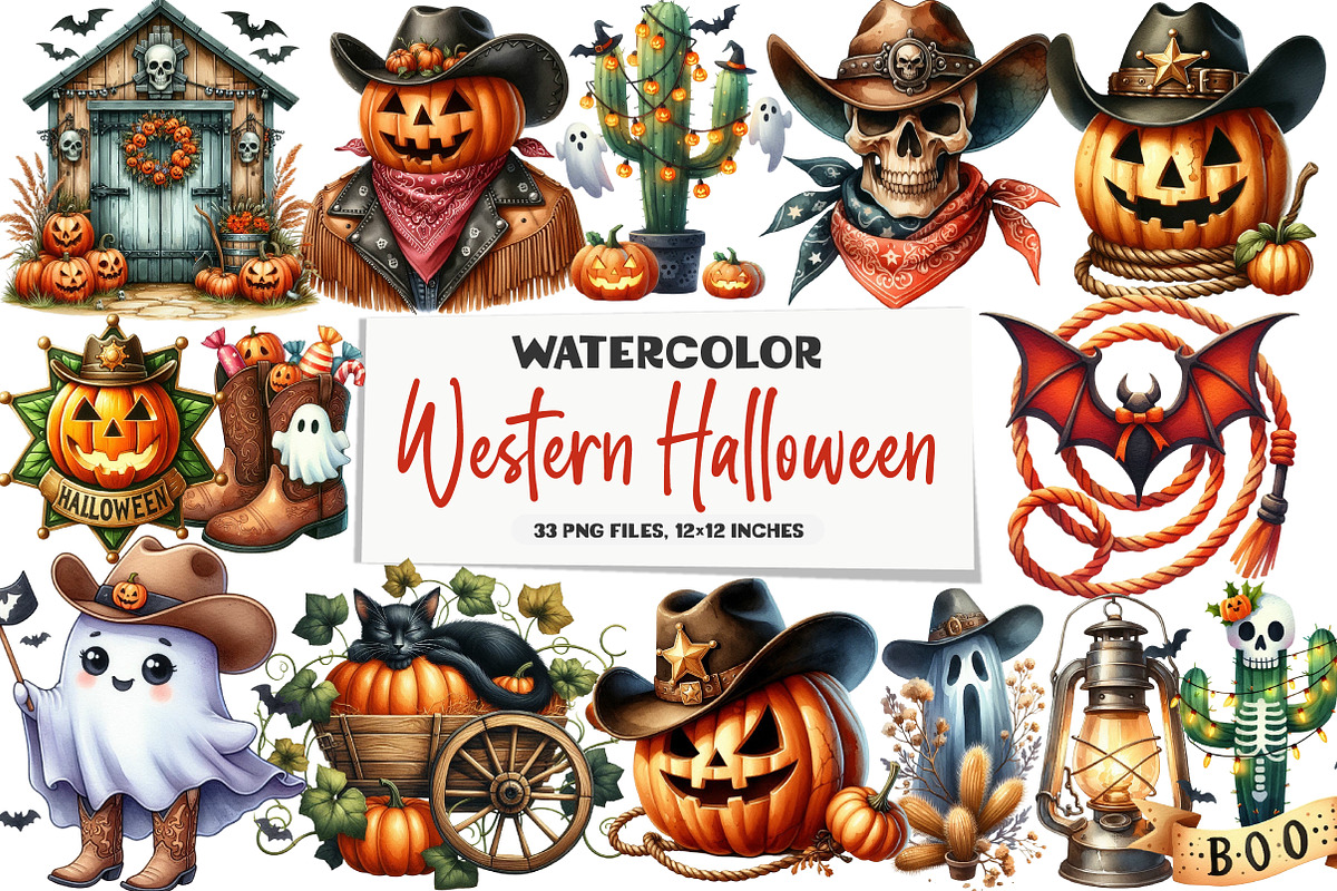 Western Halloween Sublimation Bundle, an Illustration by DreamArtGraphic (Photo 1 of 5)