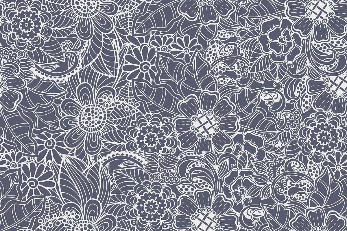 abstract flower zentangle doodle, a Pattern Graphic by AAN Seamless Shop (Photo 4 of 4)