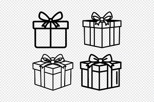 Four outline gift box illustrations, an Object Illustration by Toufiqul