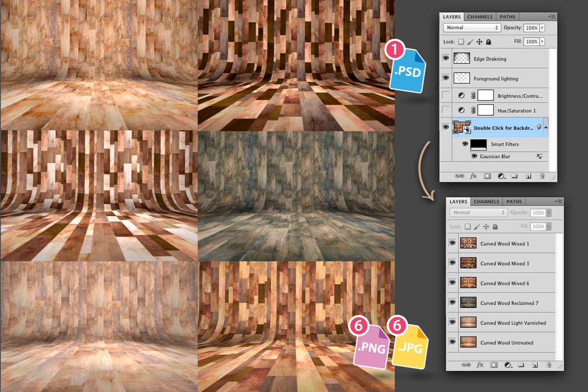 6 Curved Wood Backdrops, a Texture Graphic by Fresh Design Elements (Photo 4 of 5)
