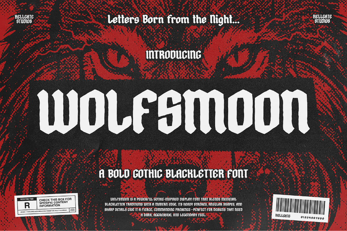 Wolfsmoon Bold Gothic Blackletter, a Blackletter Font by GRVS Studio (Photo 1 of 6)