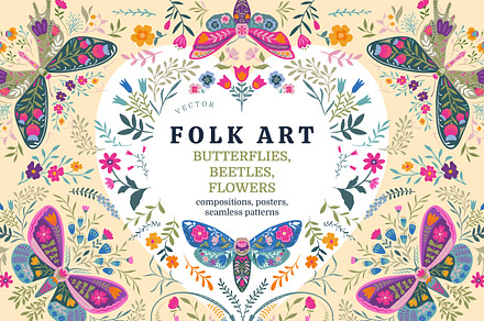 Folk Art Vector Collection, a Pattern Graphic by Molly art