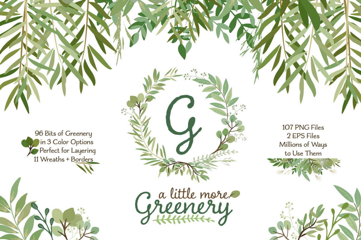 Leafy Green Botanical Clip Art, an Illustration by Kelly Jane Creative (Photo 1 of 3)
