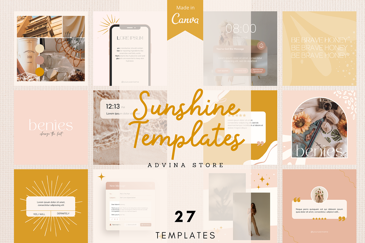 Sunshine Instagram Templates, a Social Media Template by Advina Store (Photo 1 of 4)