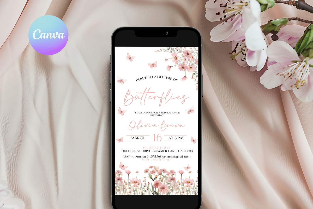 Floral Bridal Shower Smartphon Evite, an Invitation Template by Digital_Mind (Photo 1 of 6)
