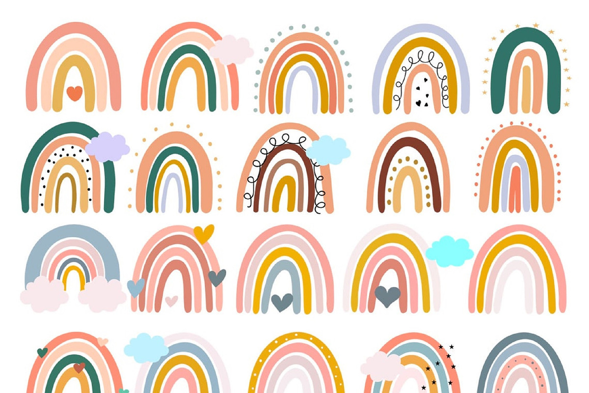 Rainbow set 20 PNG clip art, a Graphic by Favorites_Art (Photo 1 of 9)