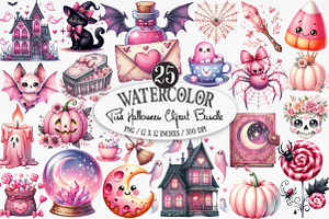 Pink Halloween Sublimation Clipart, an Illustration by Designking